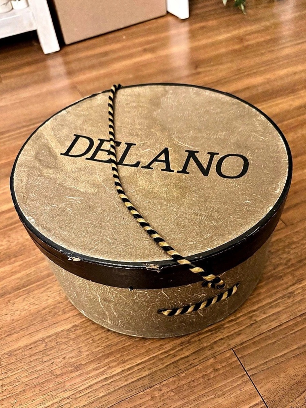 DELΔNO Round Gold Storage Box / Hat Box